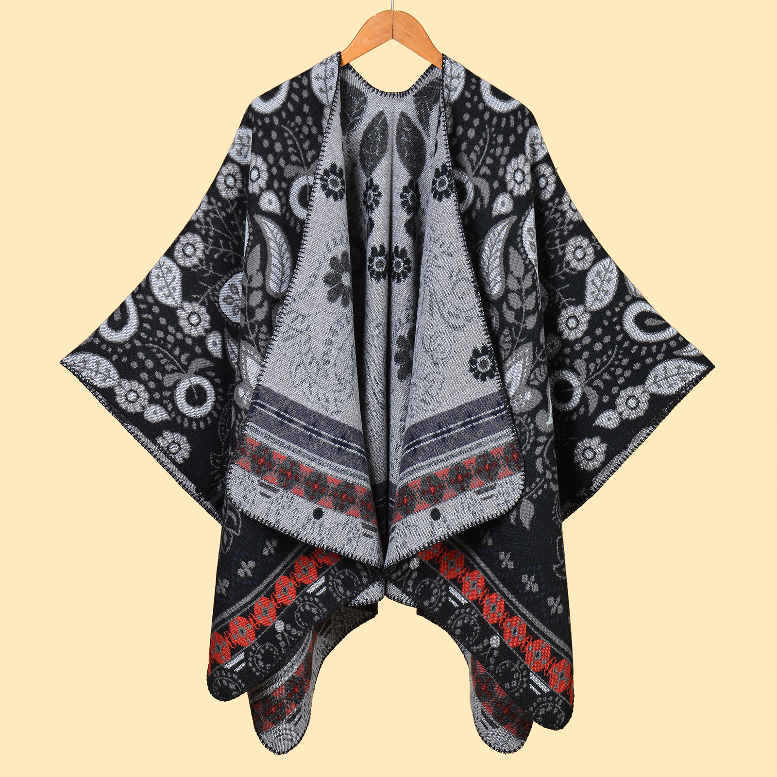 New Cashew HighQuality Jacquard Thickened Warm Shawl for Women Autumn Winter Outdoor ColdProof Cape