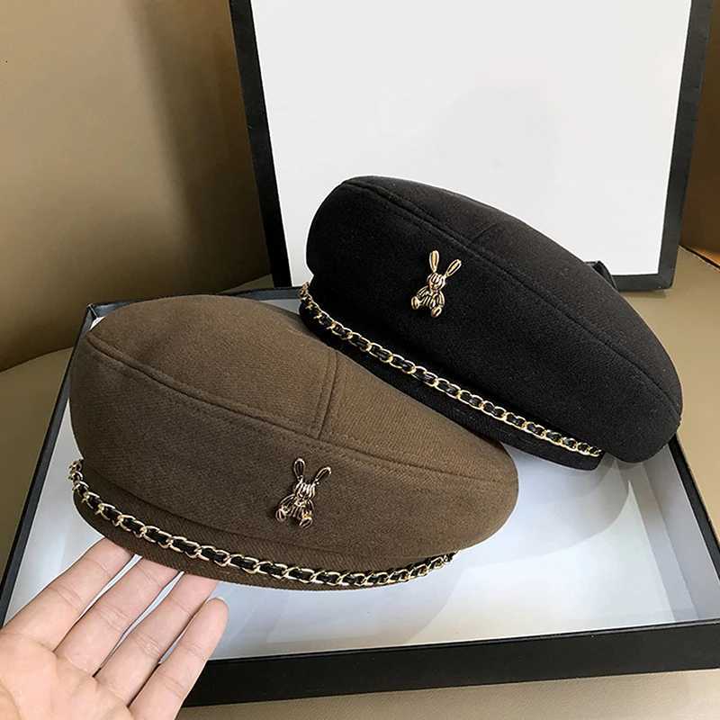 Wen Rabbit Berets Style For French Artist Warm Winter Beanie Hat Solid Color Elegant La All Mahed Painter Cs Y251025