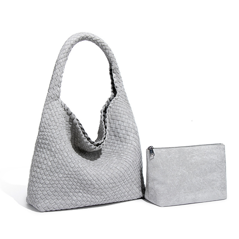 Autumn Winter Retro New Woven Handbag Down Material Large Capacity Tote Bag, for Women Daily Work