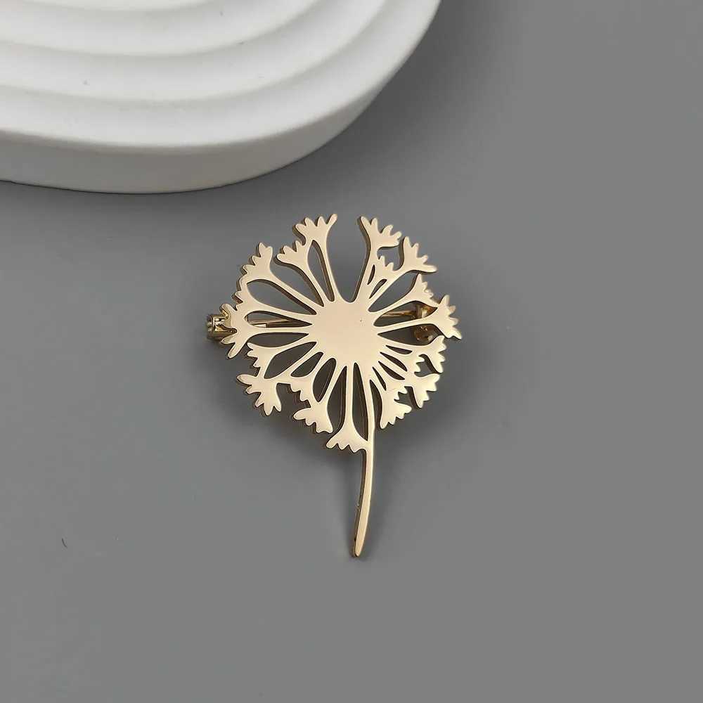Fashion punk style hollow dandelion stainless steel goldplated 18K brooch black suit accessories wedding matching set J251115