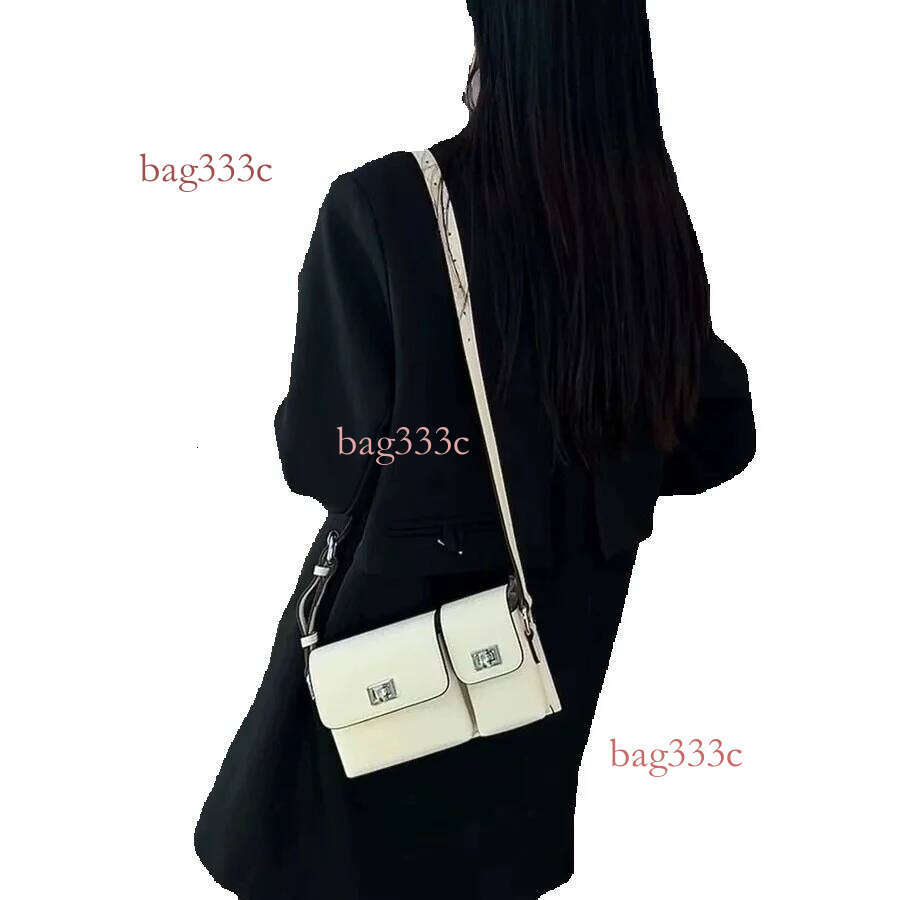 New Women's Fashion Korean Style Textured Lock Square Shoulder Handbag Underarm Small Bag Trendy Cowhide Woven Bag