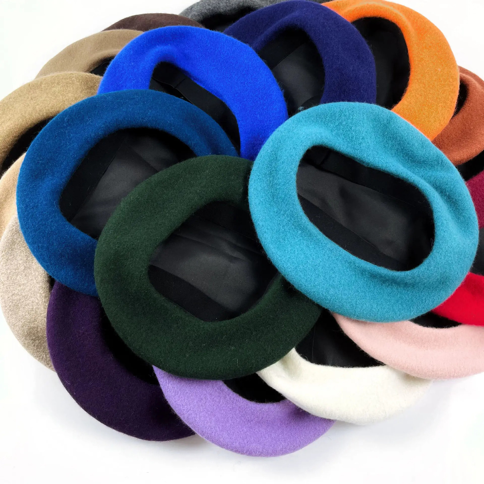 Wool Beret Winter Hat Women Big Head Size Stretch Simple Solid Boina Plain Beret Solid Color Elegant Lady All Matched Autumn 251023