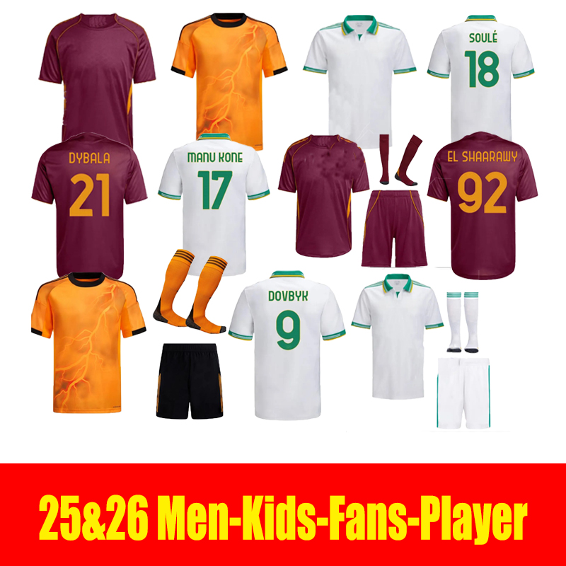 25 26 Maglia Roma Third Soccer Jerseys 2025 2026 PELLEGRINI home Away Pellegrini KONE CRISTANTE Dovbyk DYBALA Football Jersey Shirts Kit Players fans Men Kids666