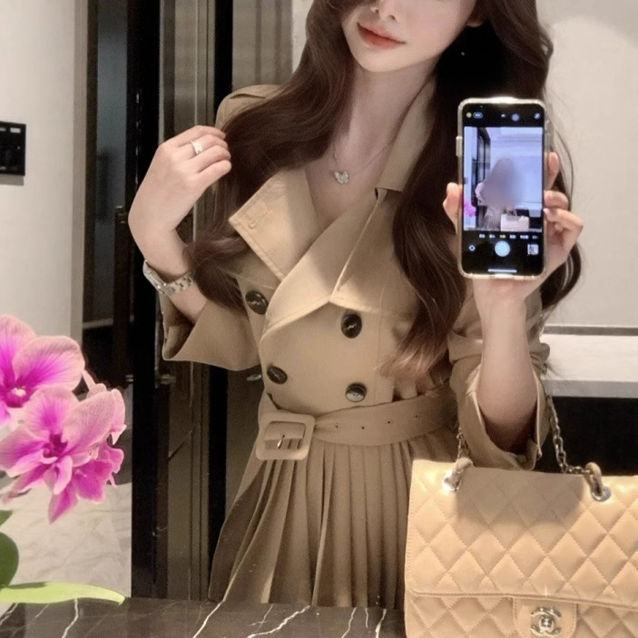 2025 New Autumn Designer Style Waist Dress Sexy Windbreaker Dress Women's Jacket