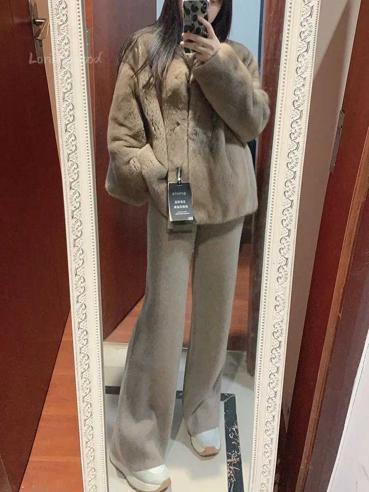 Autumn and Winter New Highwaisted Loose Wool Knitted Wideleg Trousers for Women To Wear Straight Leg Wideleg Moped TrousersT251025