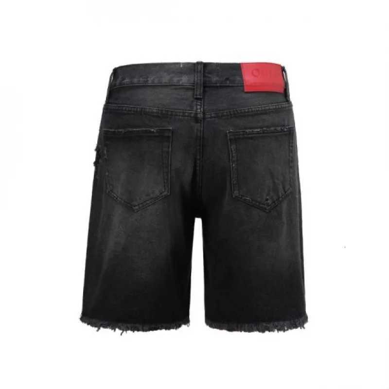 MAQVOB High Quality Luxury Streetwear EU US Size Washed Broken Cat Whisker Distressed Hole Denim ShortsXJ251025