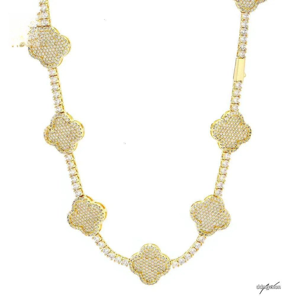 Iced Out Tennis Chain Micro Pave Cubic Moissanite Necklace: Wholesale Bling Dia Hip Hop Jewelry For Women Party Gift Ddmymon