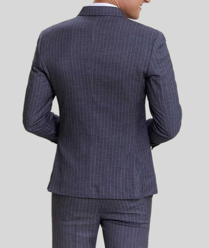 Men's Striped Two-piece Set With Double Breasted Wedding Groom Set With Fine Tail Customization Tuxedo Suits for Men Stage Suit