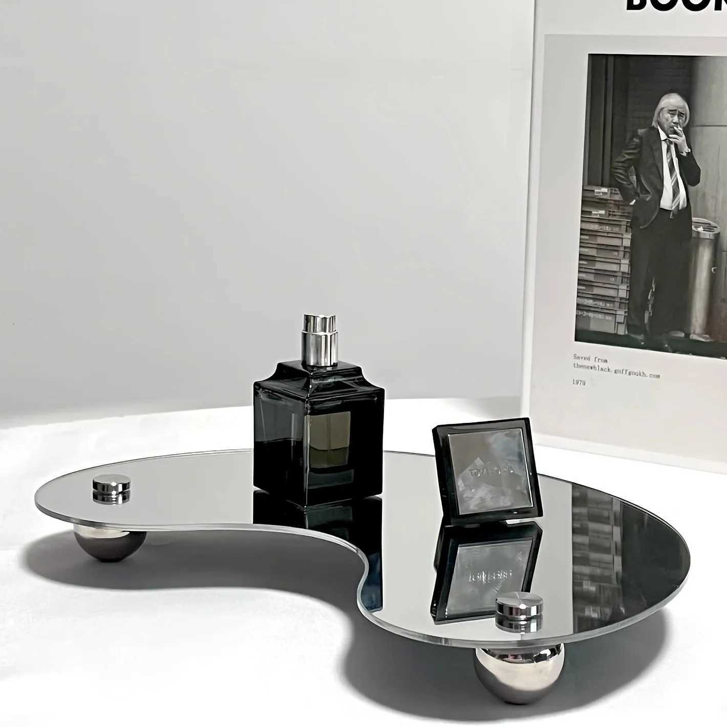 1PC Simple Style Ins Ornament Acrylic Mirror Tray Curved Irregar Shaped Ornament Photography Props Decoration He Art Nordic Y251025