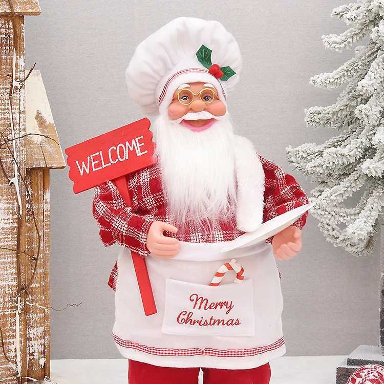 12 inch Christmas Standing Chef Santa Claus Merry Christmas Decoartions For Home Xmas Ornaments Navidad Party Supplies Noel 2023 C251024