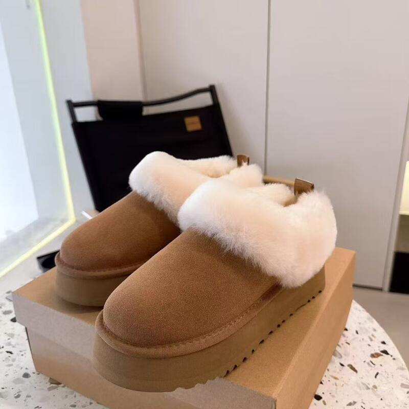 designer Tazzelle Platform Slippers Shoes Tasman Tazz Mustard Seed Chestnut Fur Slides Sheepskin Ultra Mini Boot girl classic snow boot