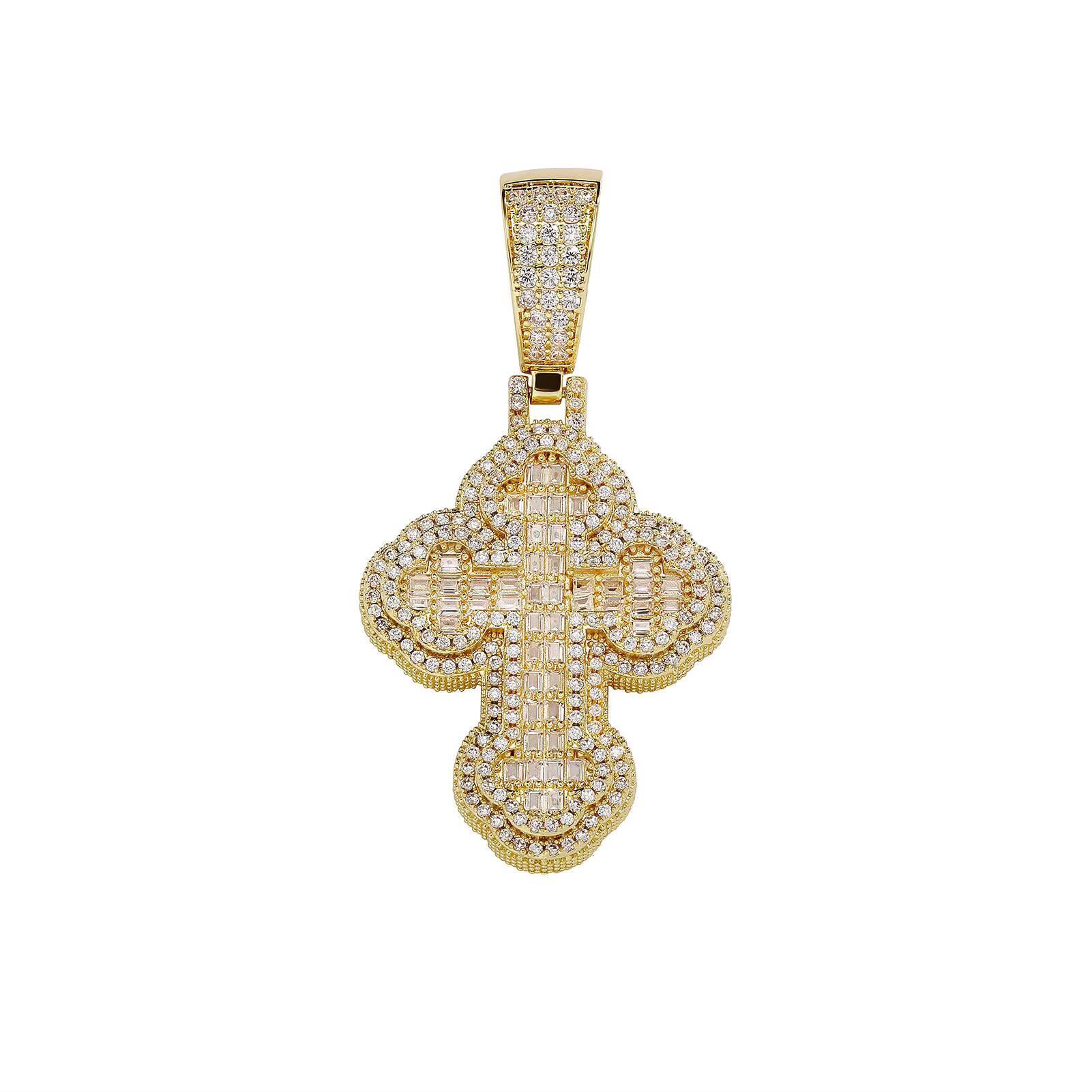 Crossborder Hiphop Necklace Cross Pendant TEMU Personalized Trendsetter T square Zircon Mens Necklace Accessories Wholesale