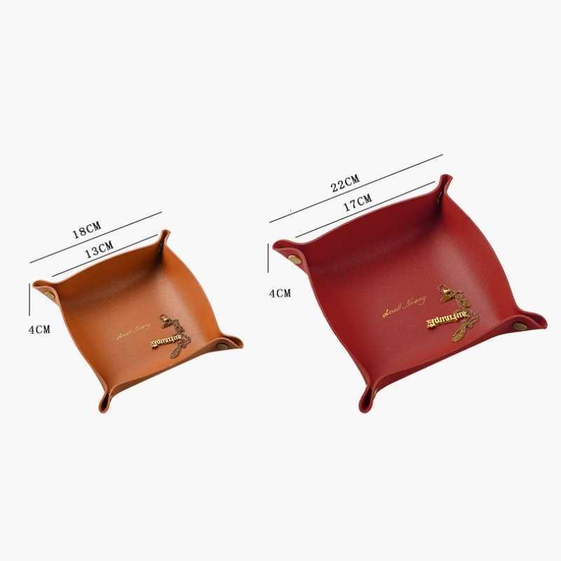 Nordic Style Leather Storage Tray Desktop Organizer For Key Jewelry Cosmetic Storage Box Folding Organizer He Decoration Y251025