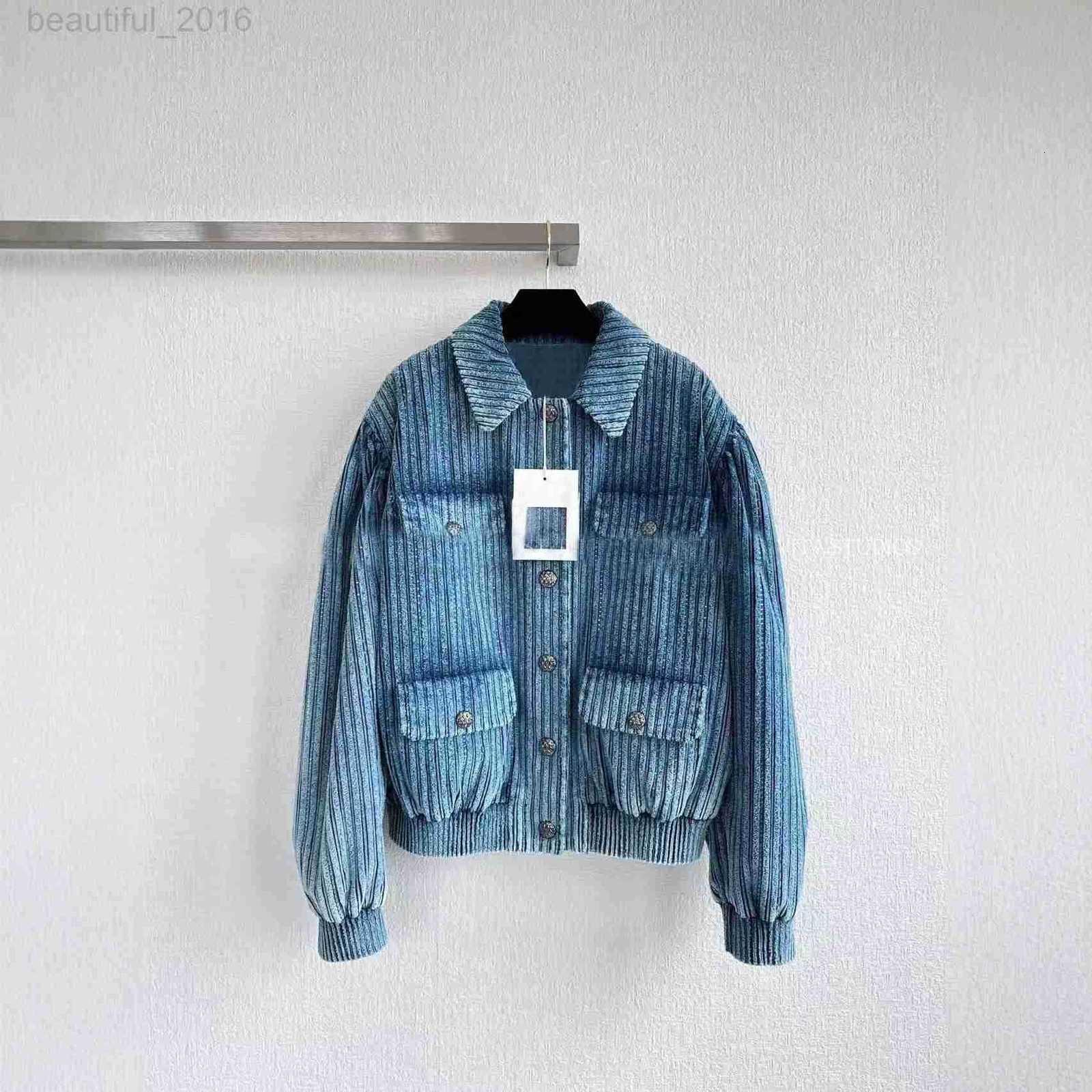 Women's Jackets designer 25 Autumn Winter New Small Fragrance Style Corduroy Loose Blue Jacket for Women 9BAJ