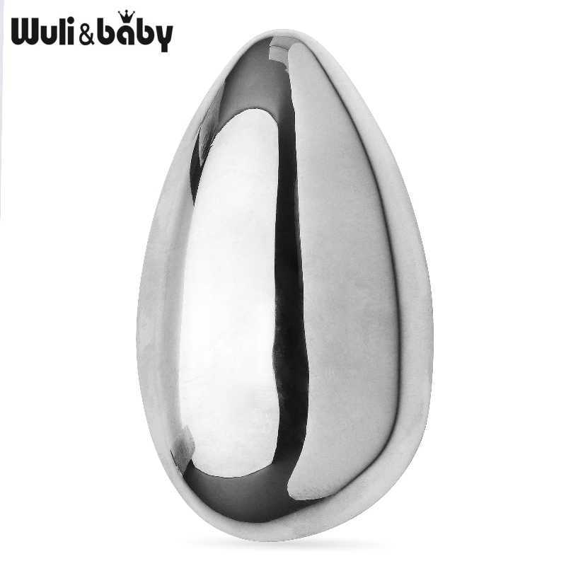 Wulibaby Stainless Steel Egg Brooches For Women Unisex 2color Beautiful Geometric Party Office Brooch Pins Gifts J251115