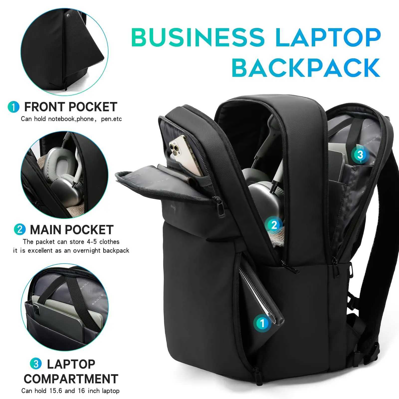 BANGE Smart Waterproof Travel Backpack Business Flight Approved Carry on Backpack Large Capacity 16 inch Laptop Backpack for Men W251025