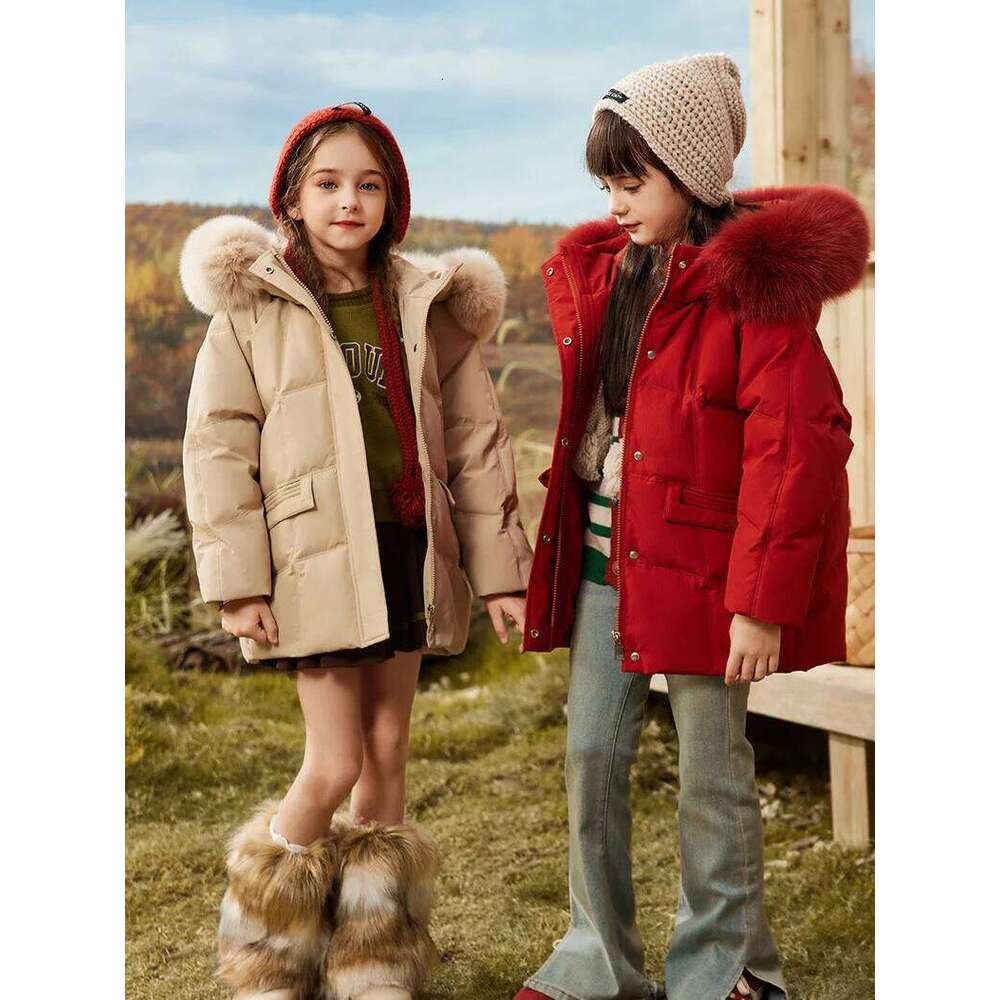 Winter Children Girls Hooded Waterproof Thick Warm Teenage Girl Down Jacket Coat 5-12 Years Kids Parkas