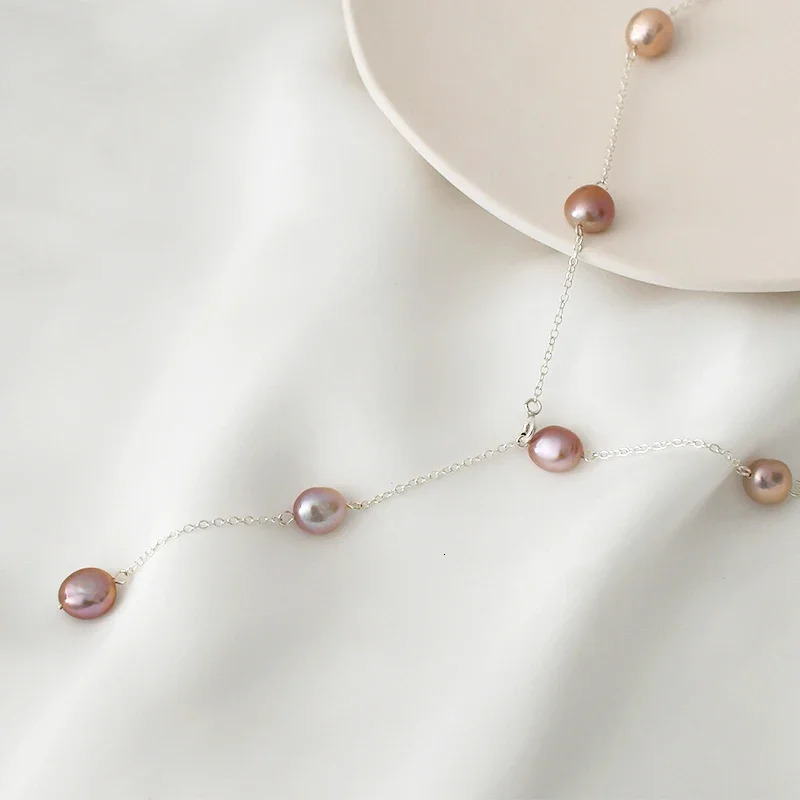 ASHIQI Real 925 Sterling Silver Necklace 89mm Natural Baroque Pearl For Women Vintage Handmade Jewelry Gift 251016