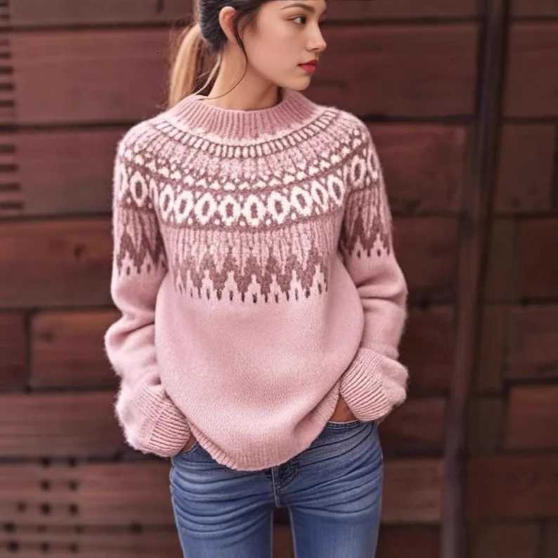 Womens Clothes Sudaderas Knitted Fashionable Printed Longsleeved Pullover Loose Autumn And Winter Warm Sweater Klamotten DamenT251025