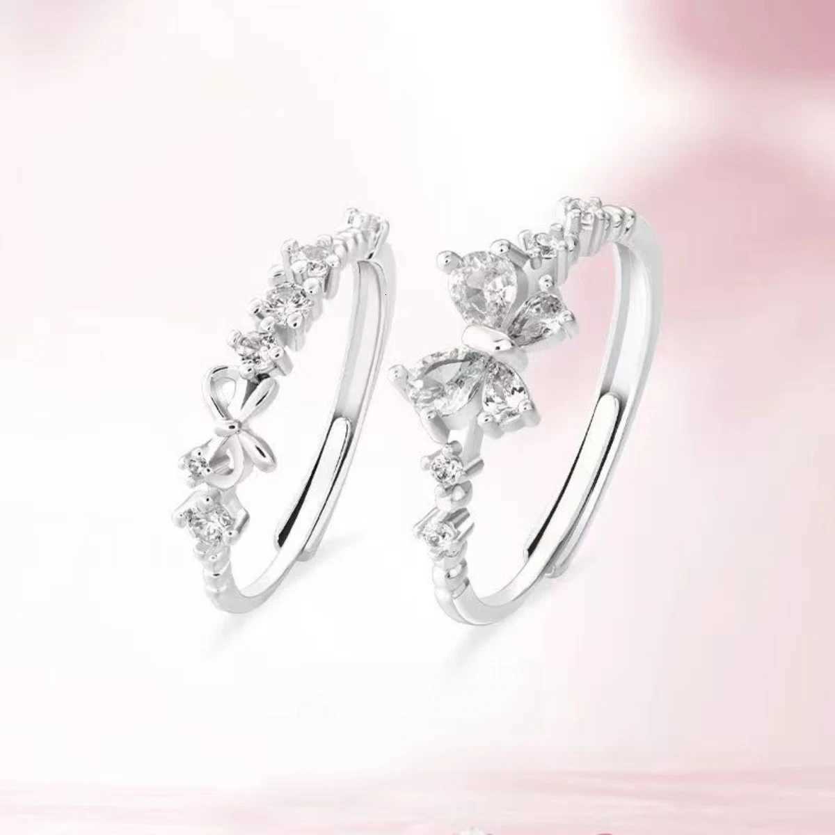 Adjustable Butterfly Zircon Ring Stainless Steel Cute Jewelry for Women Comfort Fit Daily Wear Best Friend Gift IdeaXJ251025