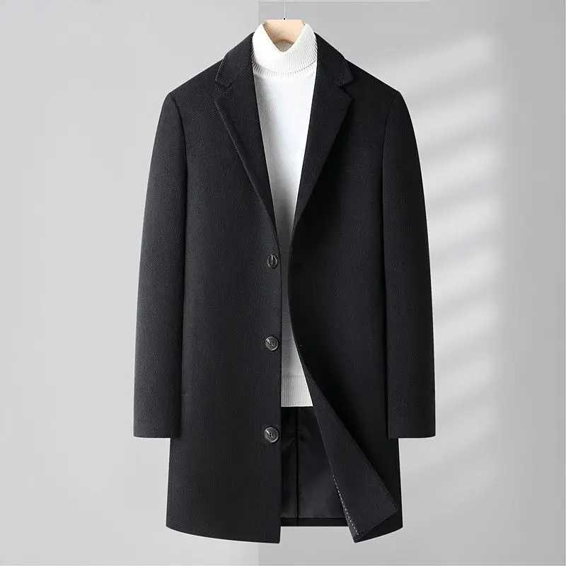 Large Size Men Clothing Wool Coats Coat Korean Autumn Winter Casual Solid Loose Male Clothes Long Sleeve Midi Overcoat BlendsT251025