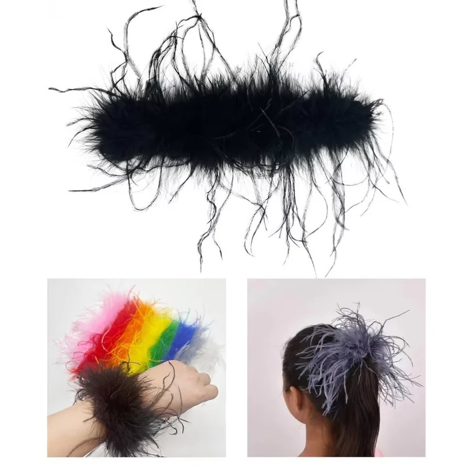 12PCS Orange Ostrich Feather Cuffs Womens Wrist and Ankle Feather Wristbands Fashion Clothing Accessories Feather Cufflinks 251023