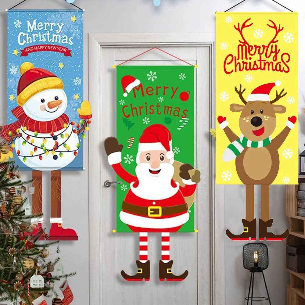 Runtowo 2025 Christmas Hanging Flag Banner Christmas Decorations For Home Christmas Door Ornaments Santa Claus Snowman Gifts C251024