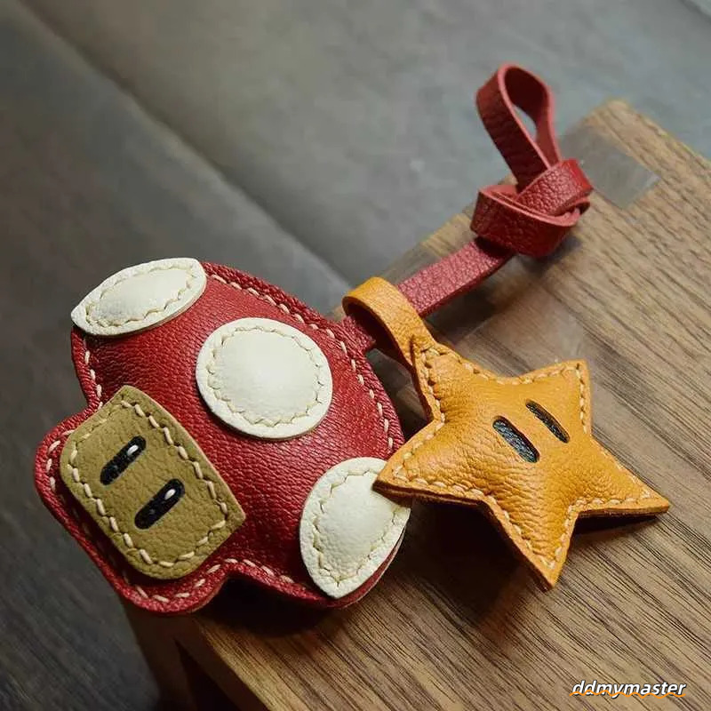 Sheepskin Leather Mushroom Keychain Charm - Handmade Cute Bag Decoration And Exquisite Accessories Ddmymaster