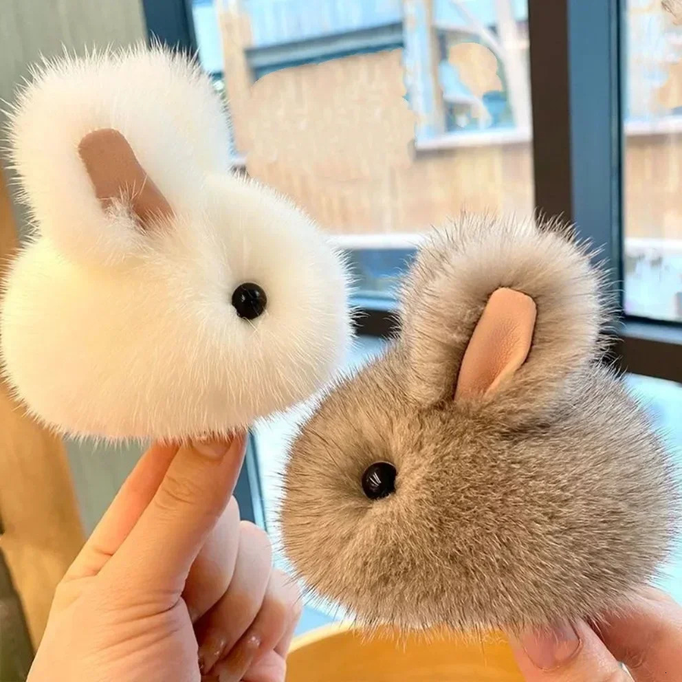 Fluffy Mink Fur Rabbit Pendant Mini Fluffy Keychain Bag Pendant Keychain Mink Fur Pink Rabbit 251021
