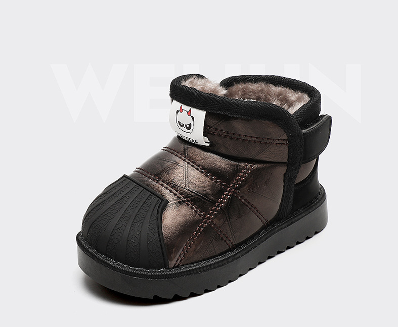 New fashion designer children's snow boots sheepskin boys' cotton shoes wool lining thickened girls' cotton boots baby walking boots