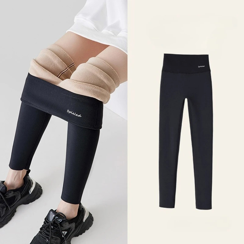 Autumn Rabbit Velvet Shark Leggings Women High Waist Thin Fleece Warm Leggings Winter Seamless Sport Casual Legging 251018