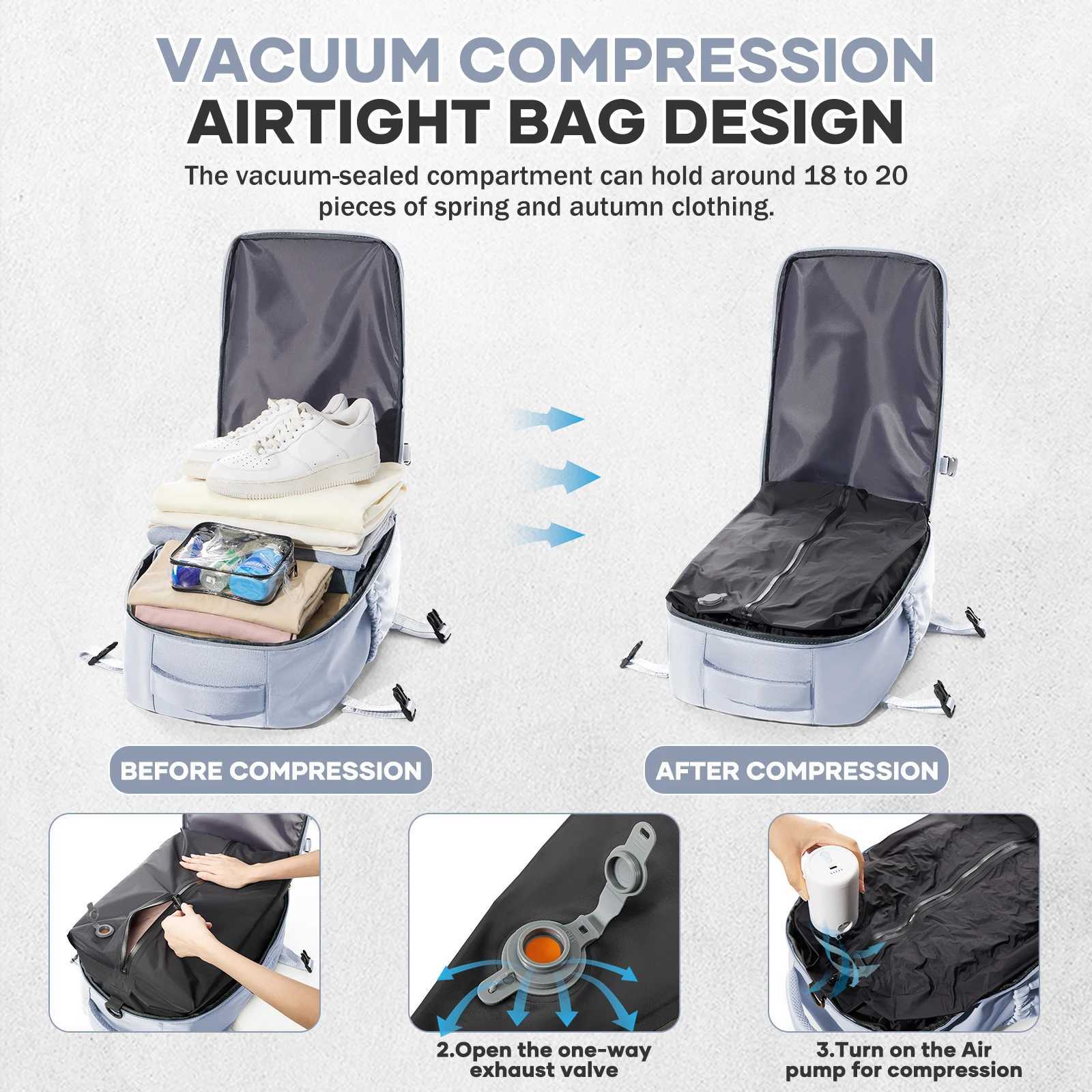 Fashion College Backpack Men Vacuum Compression Backpack Women Men 156in Laptop Backpack Expand Hiking Vacuum Travel Backpack W251025