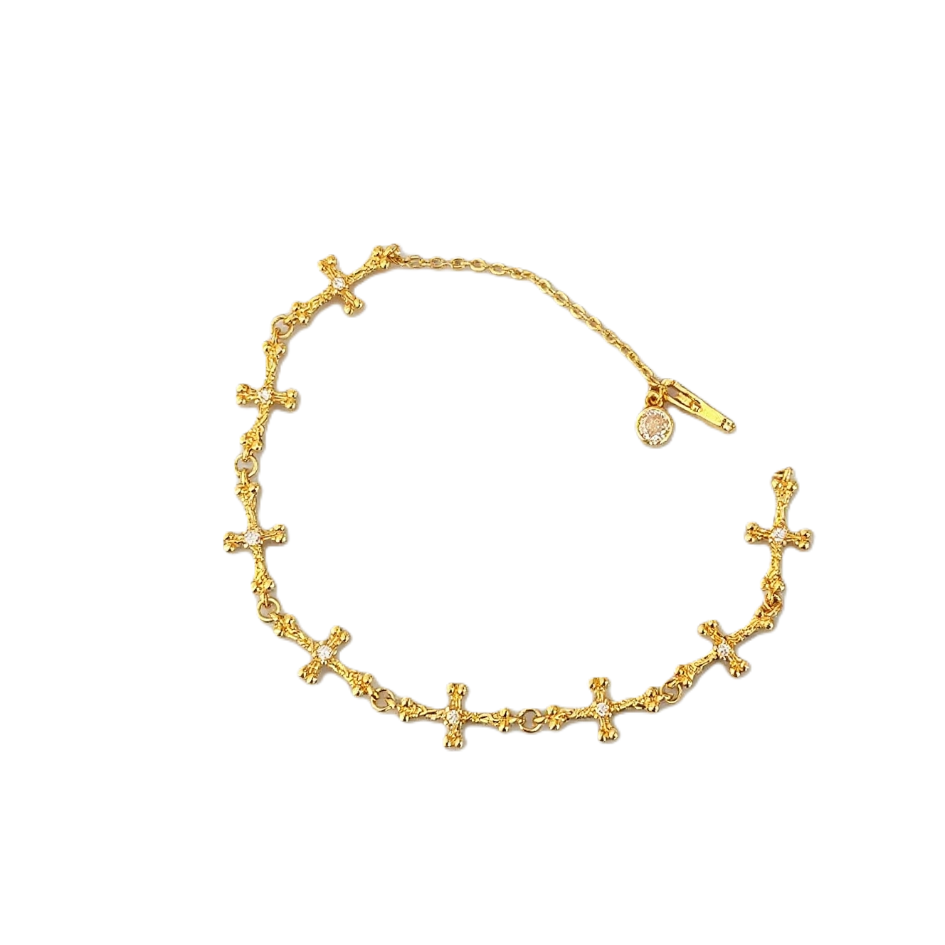 TaiYang New Gold Plated Gothic Bone Cross Bracelet, Adjustable Copper Chain with Edgy Elegance for Women Z260313