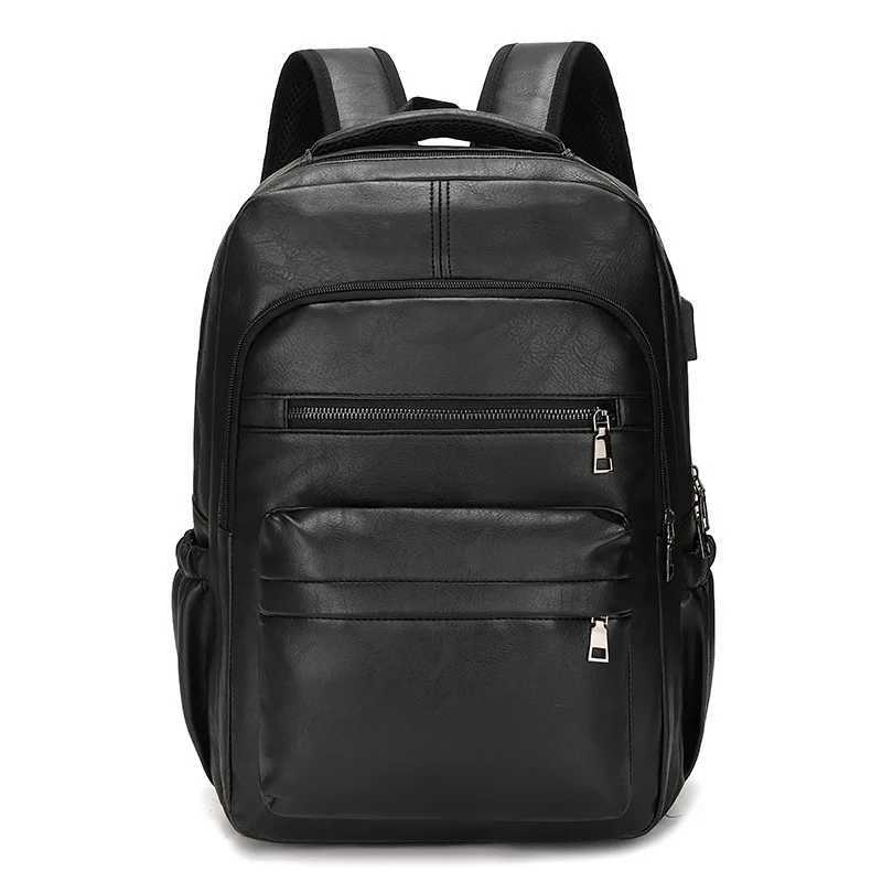 High Quality USB Charging Backpack Men PU Leather Bagpack Large Laptop Backpacks Male Mochilas Schoolbag For Teenagers Boys W251025
