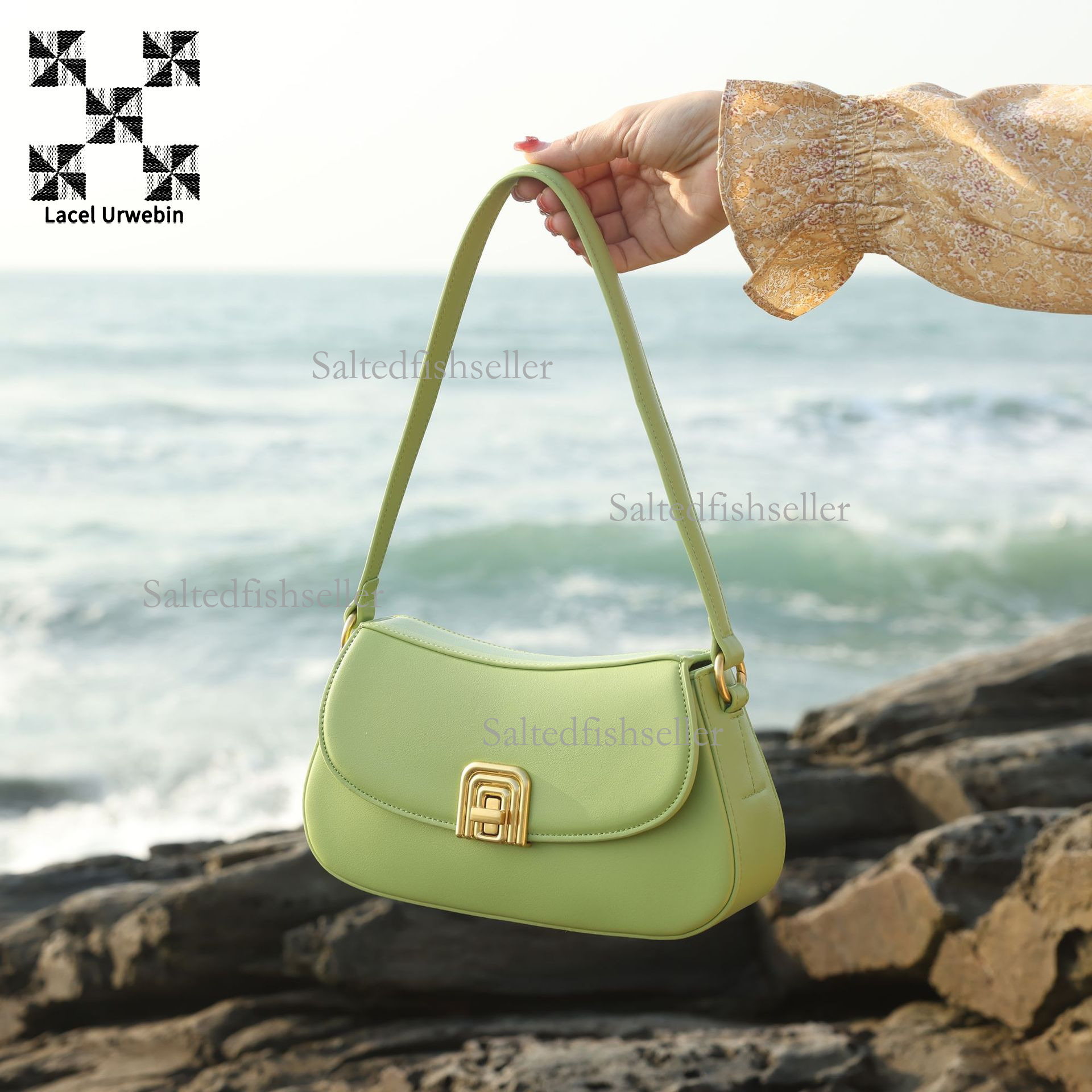 Lacel Urwebin Designer New Women's Saddle Bag Korean Fashion Handbag Commuter Simple Solid Color Single Shoulder Crossbody Bag PU Three Dimension