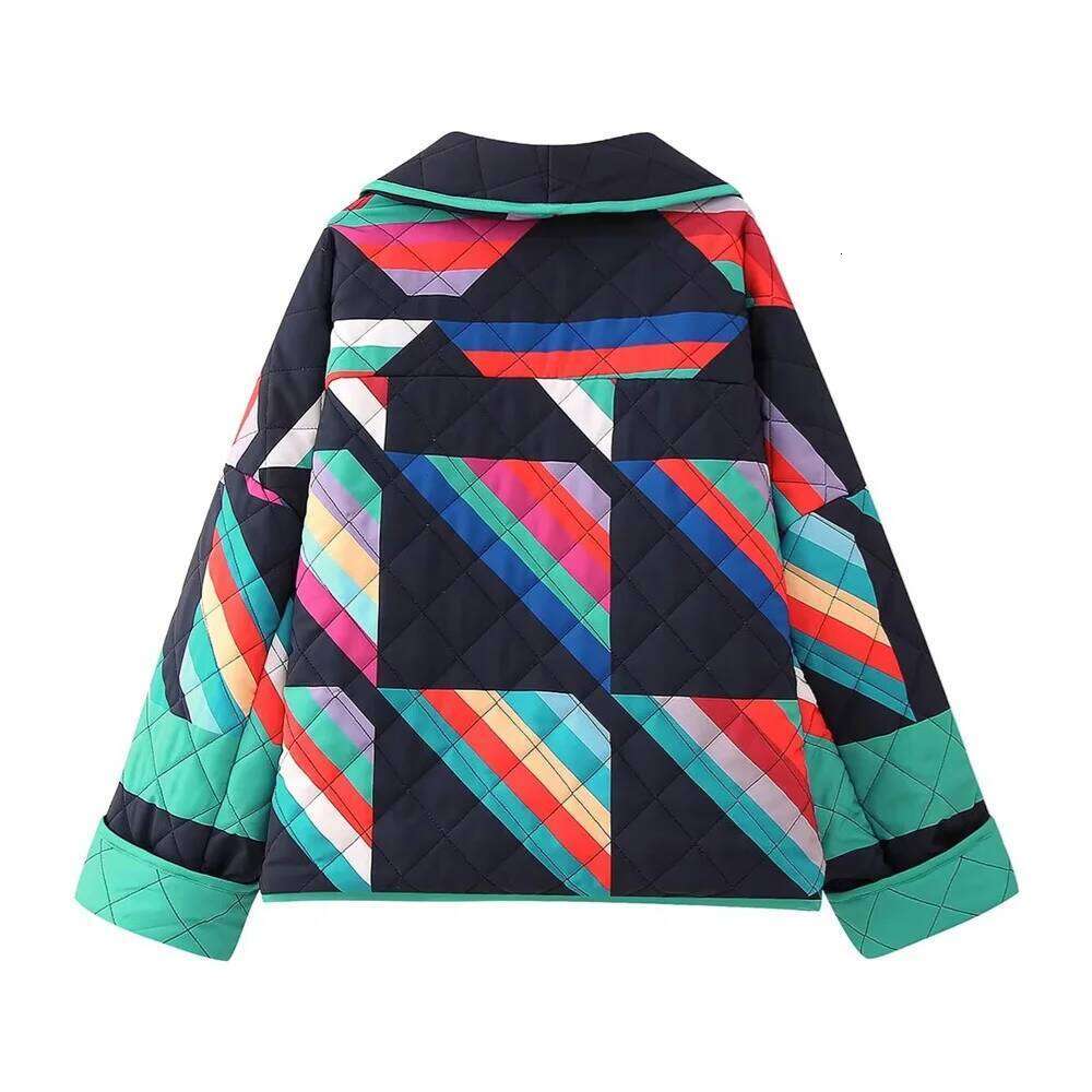 2025 Autumn/Winter Product Women's New Fashion And Casual Versatile Polo Collar Cardigan Spliced Cotton Coat