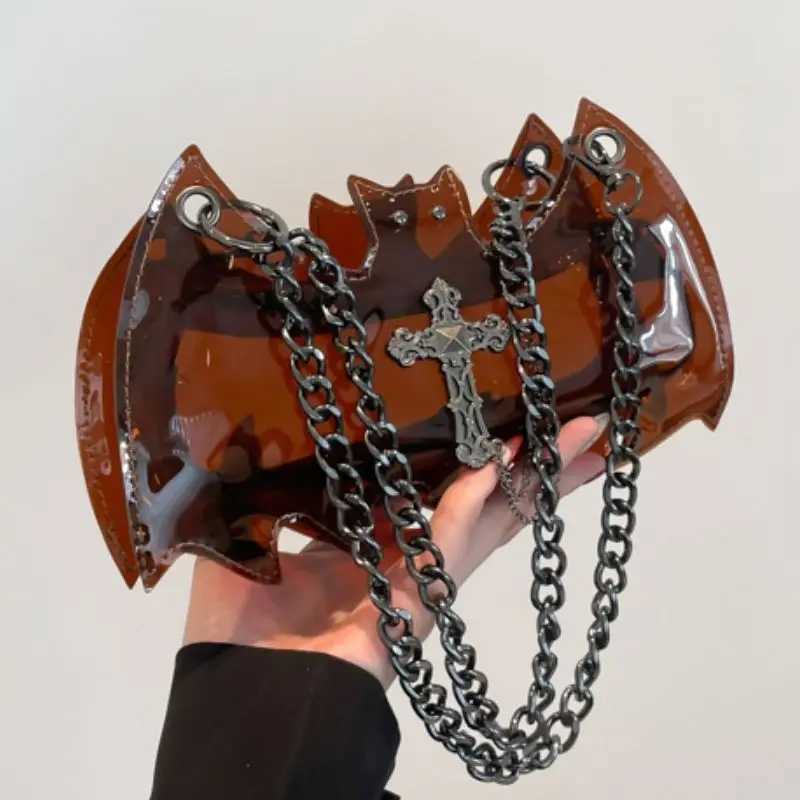 Punk Cool Pvc Transparent Crossbody Bag Halloween Bat Mini Mobile Phone Storage Bag Womens Bag Handbags Tote Bags Z251024