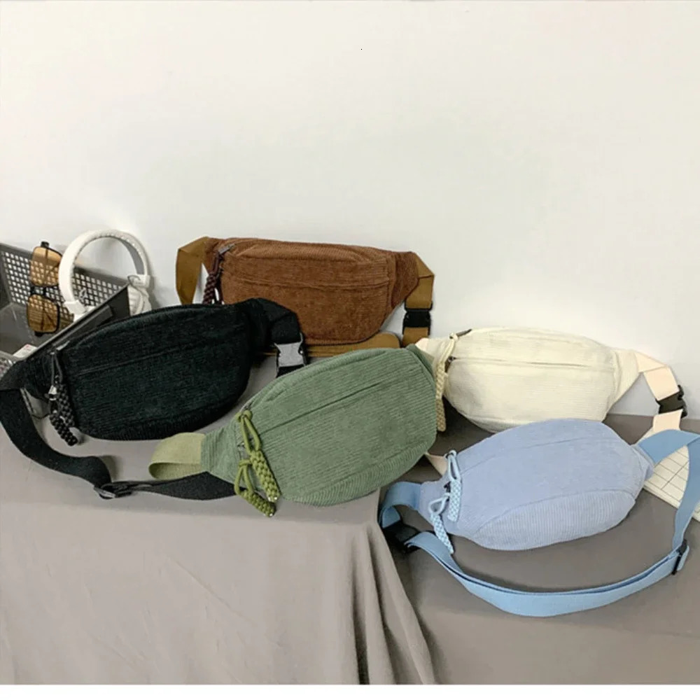 Women Waist Pack Large Capacity Corduroy Fanny Pack Street Style Chest Bag Fashion Shoulder Crossbody Bags Casual Waist Belt Bag 251023
