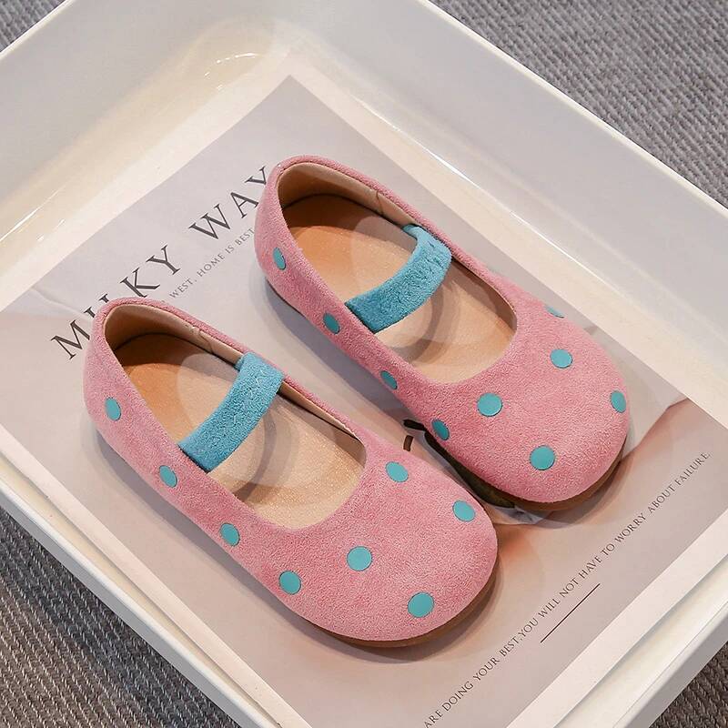 Flats Soft Sole Polka Dot Veet Mary Jane for Girls Kids Elastic Band Loafers Child Chic Spring Summer Casual Shoes ddmyshoesvip