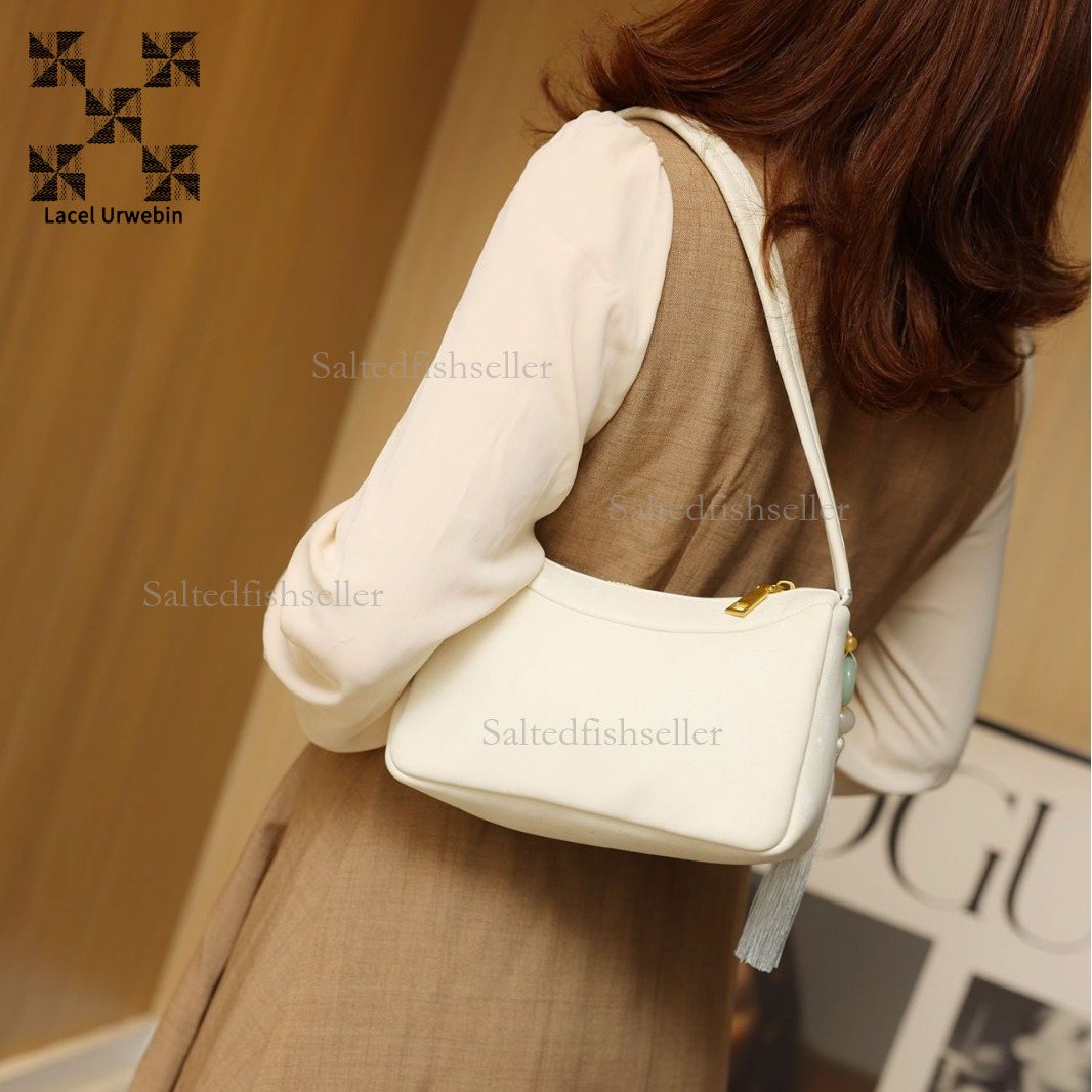 Lacel Urwebin Designer New Single Shoulder Underarm Bag Fashion Luxury Women's Tassel Chinese Cross Shoulder Small Square Bag Daily Versatile Sto