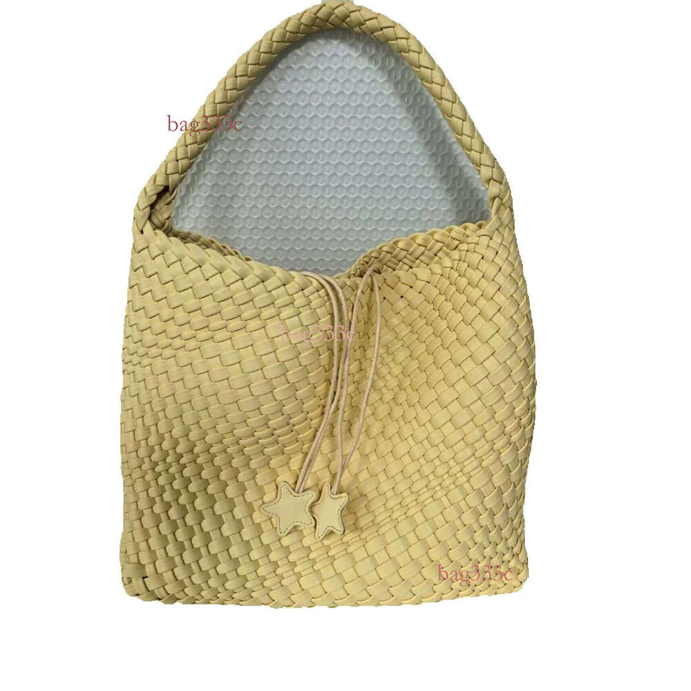 New Medium Champagne Color Woven Tote For Women, Large Capacity Handbag, Shoulder Bag, Crossbody Bucket Bag Cowhide Woven Bag