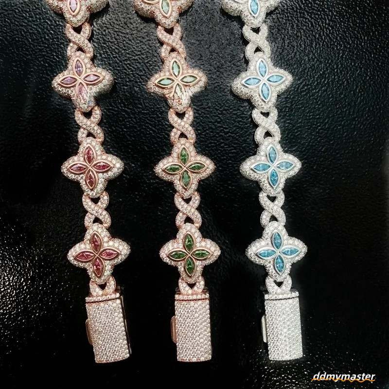 Best Selling Hip Hop Rapper Clover Bracelets Sterling Sier VVS Moissanite Infinity Cuban Link Bracelet Fine Jewelry Ddmymaster