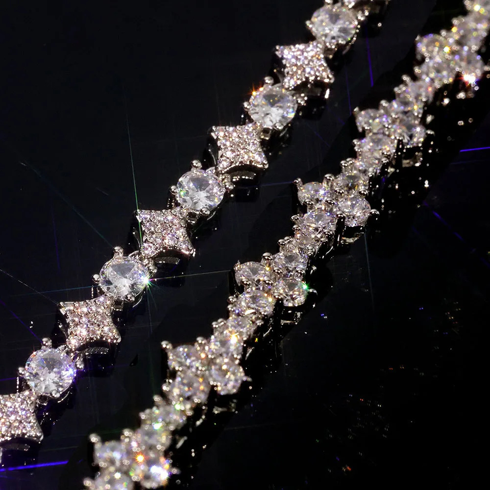 Light Hip Hop Cubic Zirconia Cross Tennis Bracelet for Man Women High Quality Sun Star Tennis Bracelets Jewelry 251023