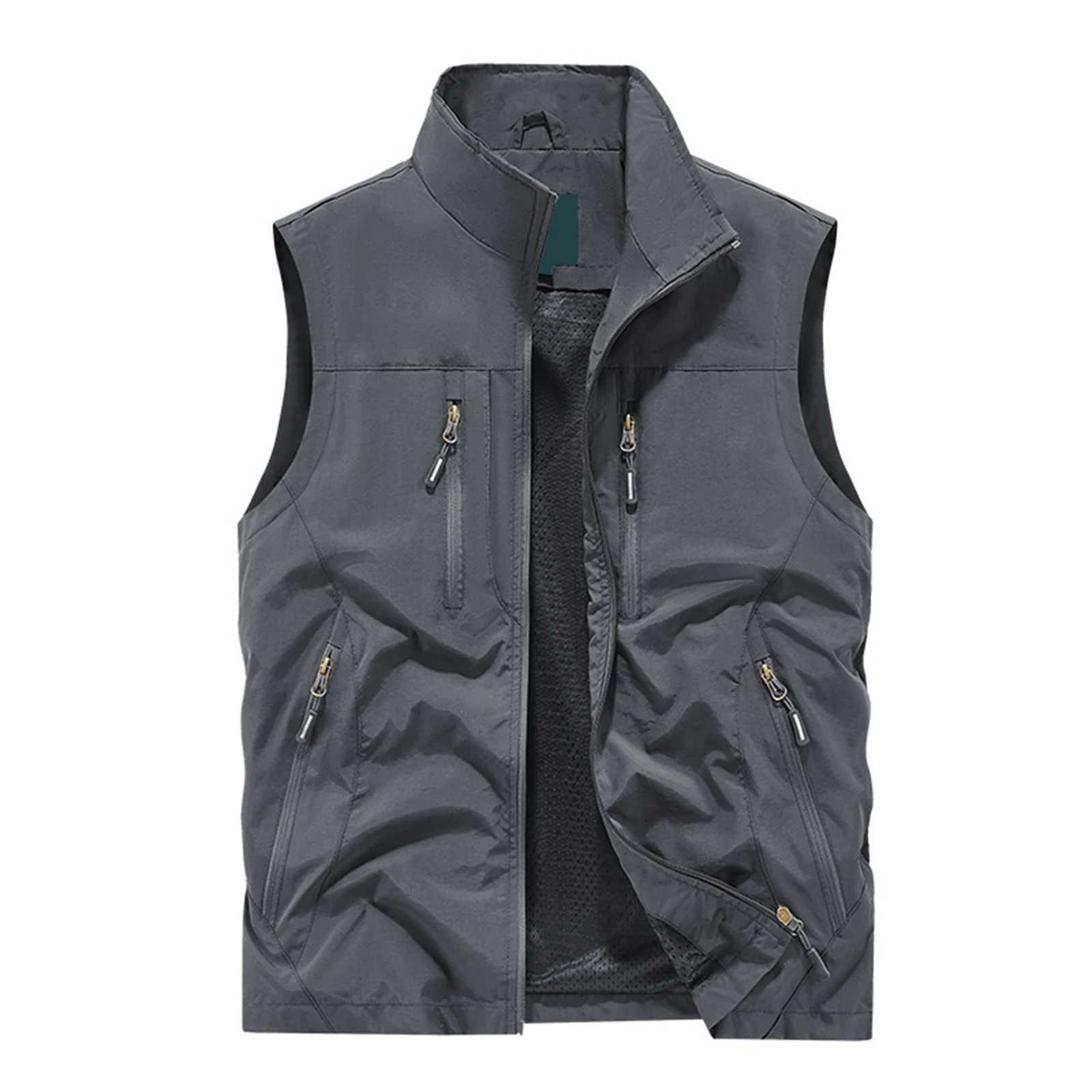 MenS Sports Solid Color Outdoor Multi ket Loose Vest Casual Sev Vest Suitab For Daily Wear Y251022