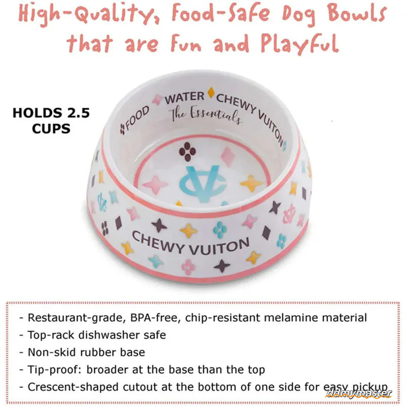 Pet Food Water Bowl Set With Mat - Anti-Slip Melamine Feeding Dish For Cats And Dogs, Wide Base Ddmymaster
