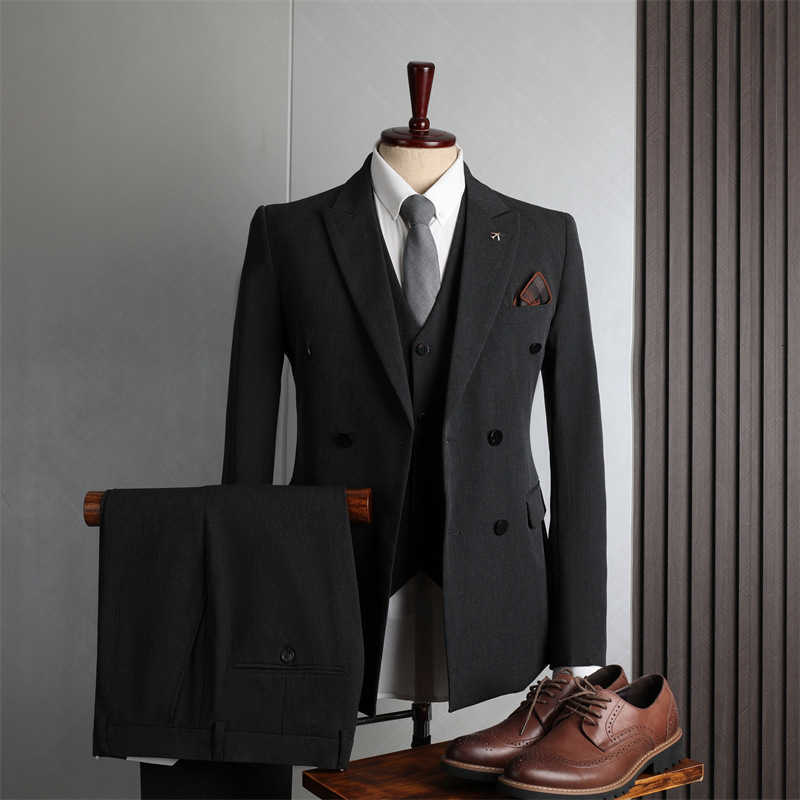 Formal Elegant Stylish Ivory Double Breasted 3 Piece Wedding Suits for Men Classic Tuxedo Custom For Groom Prom Party Dress X250220