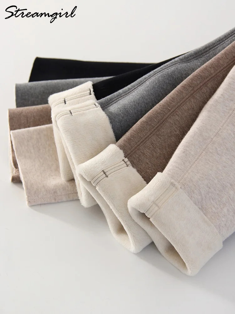 Winter Brown Leggings Women Long Fleece Pants High Waist Velvet Bottom LeggingsWith Pockets Warm Thick Leggings For Women Winter 251018