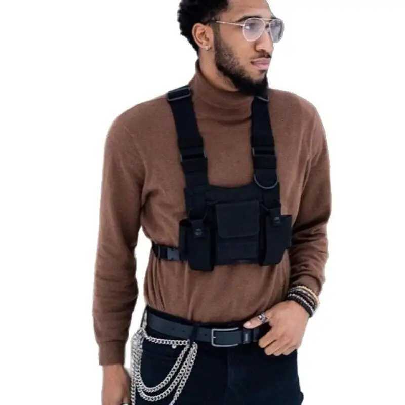 Chest Rig Bag Multiket Universal Radio Chest Harn Bag Vest Chest Bag with Front Pouches Zipper Bag for Walkie Talkies Y251022