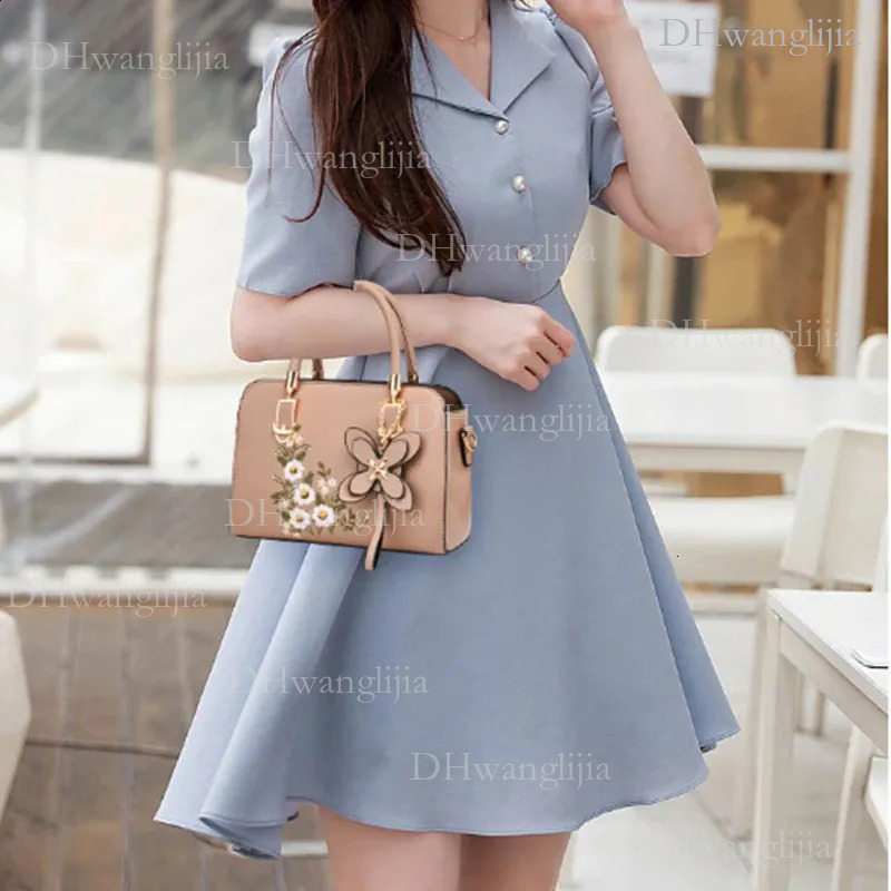 DHGM Womens embroidered PU leather shoulder large capacity middle-aged and elderly top shopping bag handbag 240828 d616