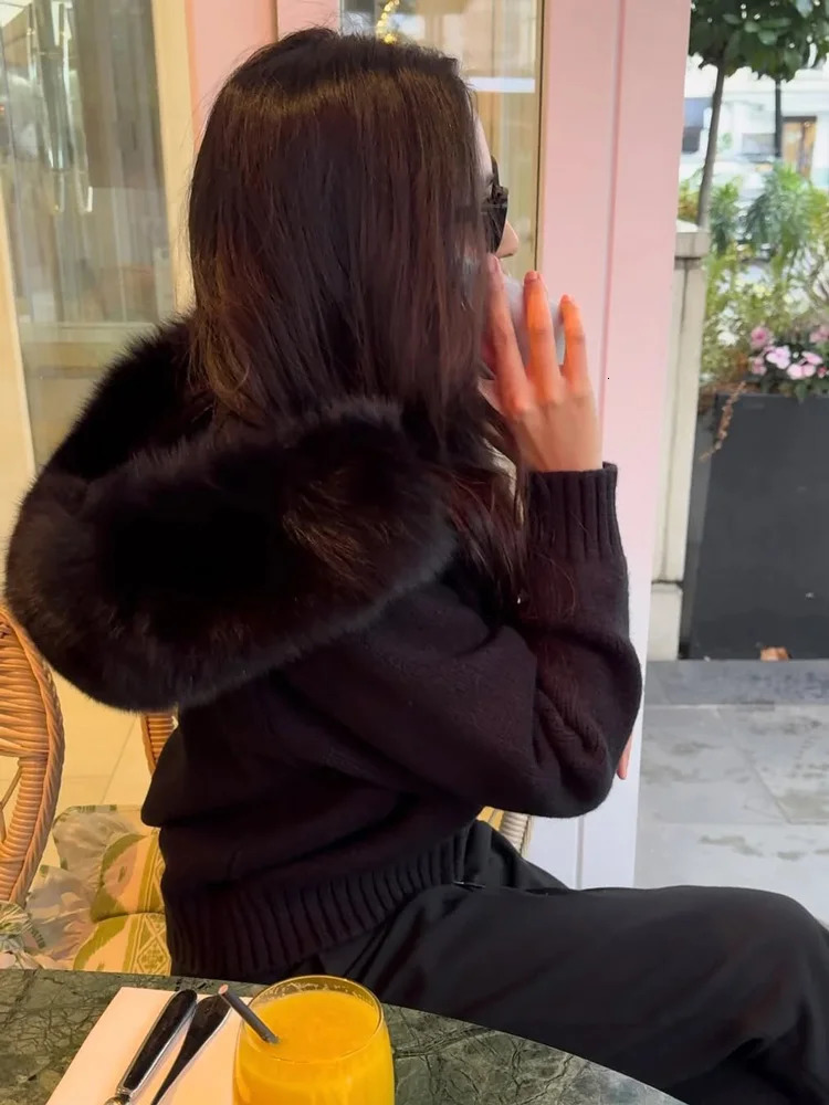 Tossy Winter Female Sweater Hoodie Cardigan Fluffy Zipper Patchwork Long Sleeve Ribbed Solid Knit jacket Coat Womens 251015